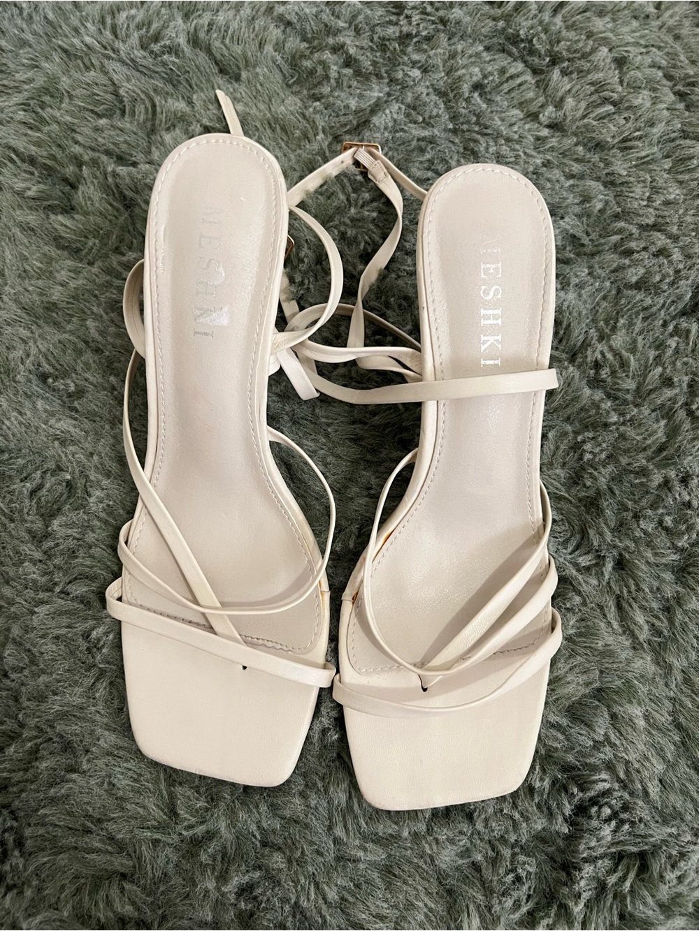 Meshki Strappy Heels White Size 38 US 7.5